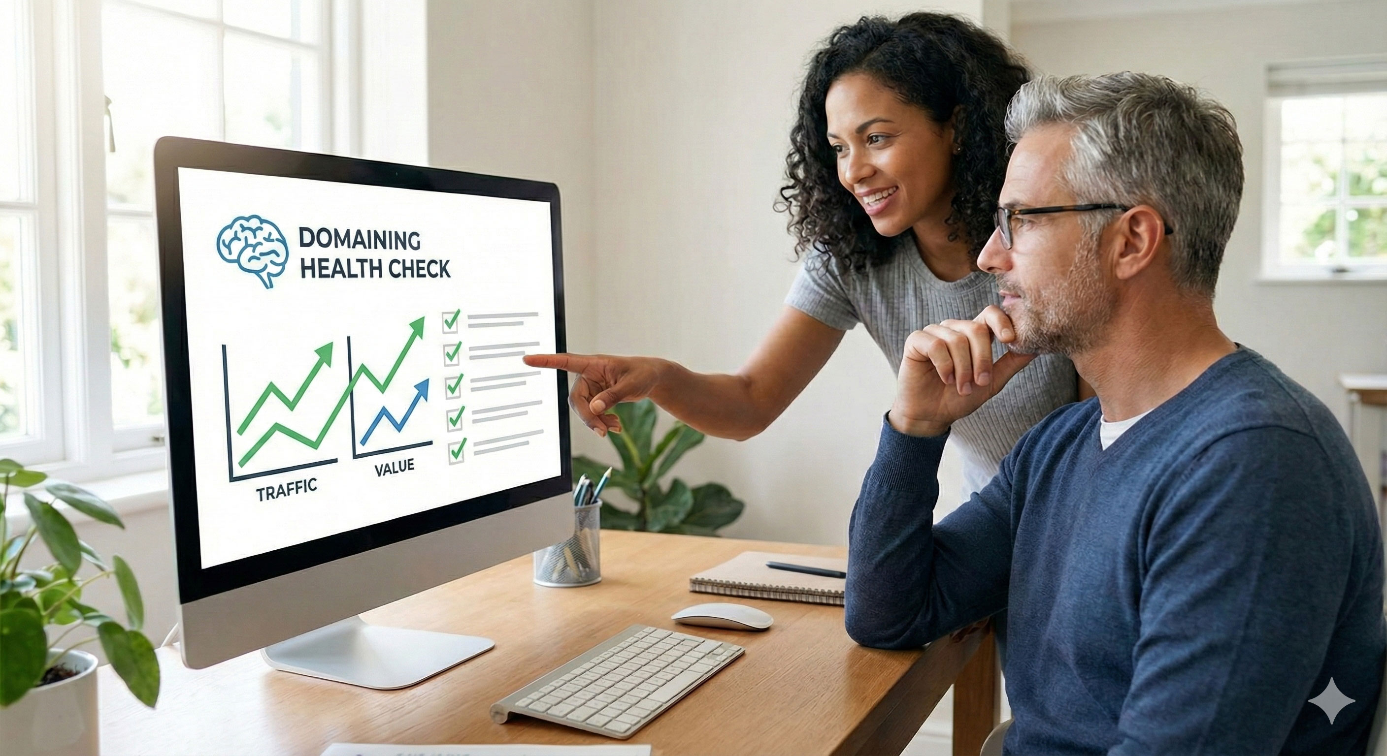 Domain market health dashboard showing registration trends, marketplace activity, and industry growth metrics